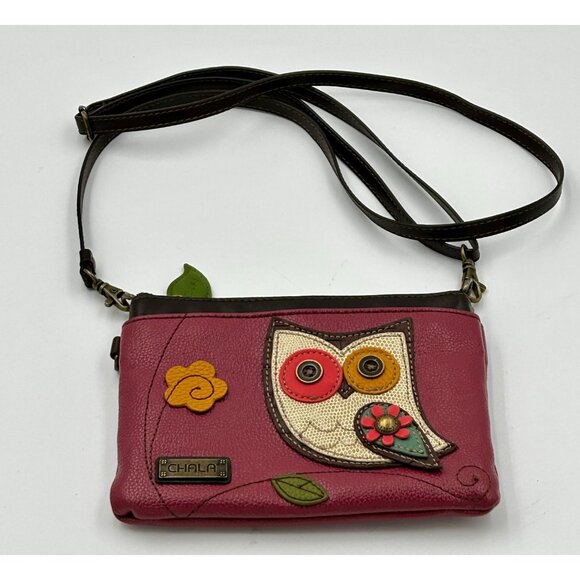 Chala Owl Crossbody Purse Women’s Pink Faux Leather Whimsical Small Bag - Picture 2 of 11